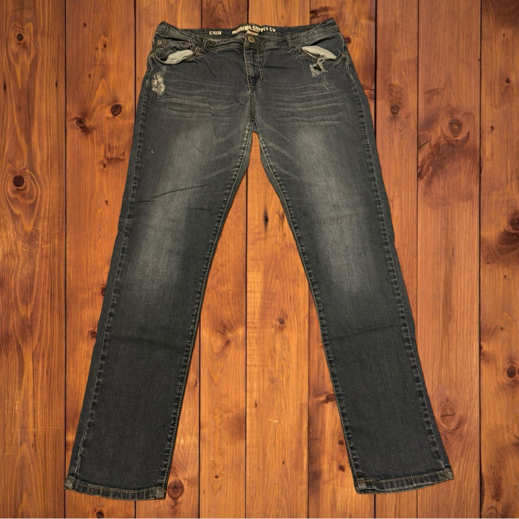 Mossimo Vintage Navy Blue Dark Wash Jeans Worn Holy Rock Emo Plus Size Denim